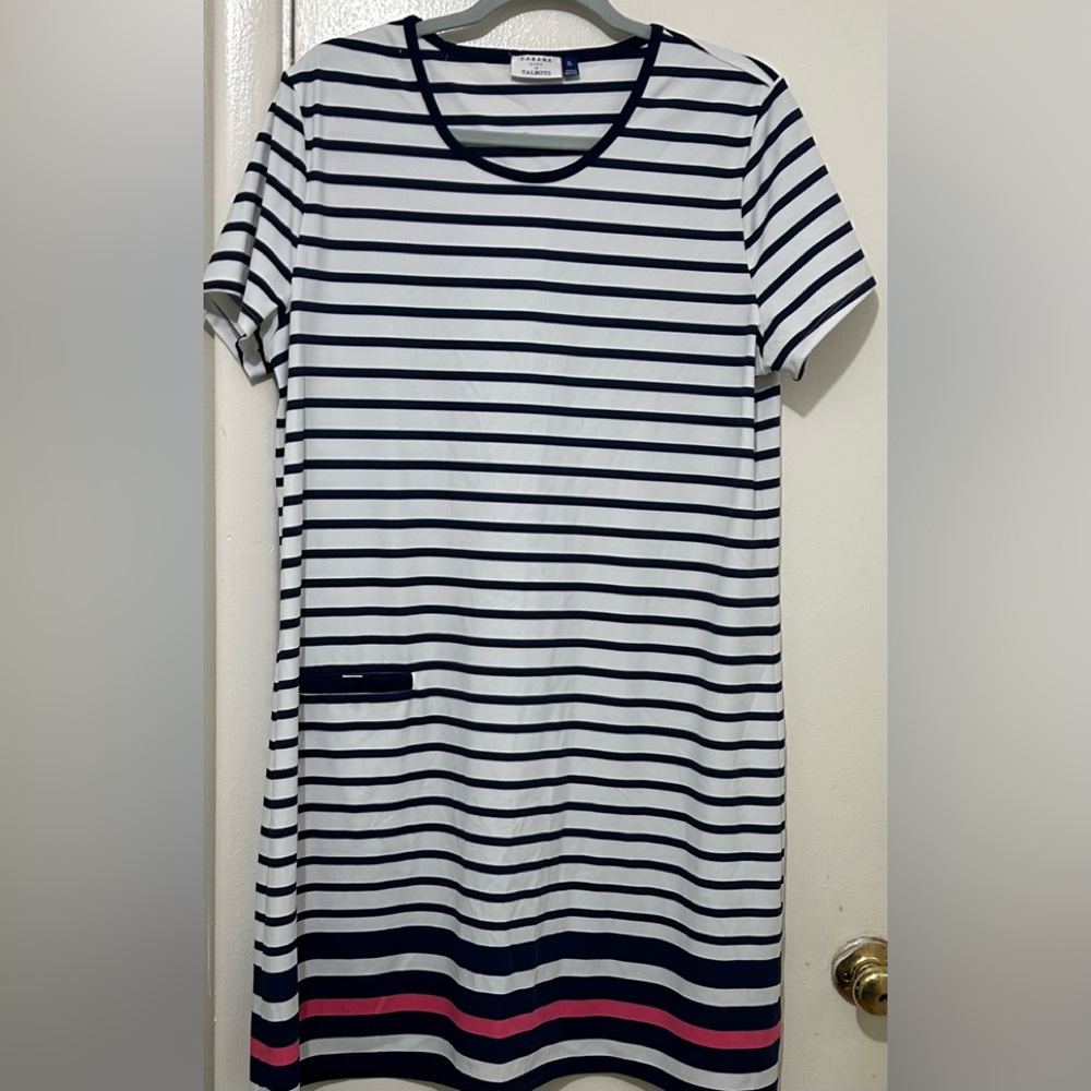 NWOT Cabana Life by Talbots Women's Nautical Striped swim coverup/dress